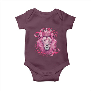 Breast Cancer Awareness Pink Lion Warrior Baby Onesie TS09 Maroon Print Your Wear