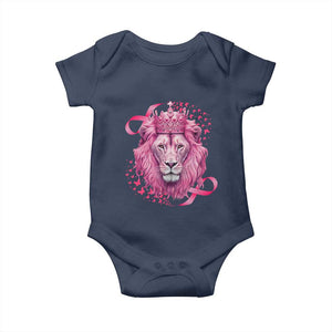 Breast Cancer Awareness Pink Lion Warrior Baby Onesie TS09 Navy Print Your Wear