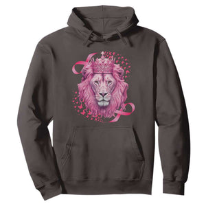 Breast Cancer Awareness Pink Lion Warrior Hoodie TS09 Dark Chocolate Print Your Wear