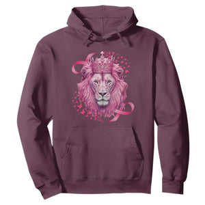 Breast Cancer Awareness Pink Lion Warrior Hoodie TS09 Maroon Print Your Wear