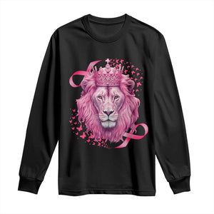 Breast Cancer Awareness Pink Lion Warrior Long Sleeve Shirt TS09 Black Print Your Wear