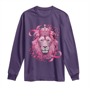 Breast Cancer Awareness Pink Lion Warrior Long Sleeve Shirt TS09 Purple Print Your Wear