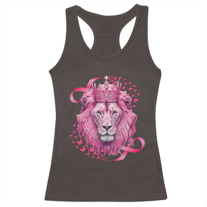 Breast Cancer Awareness Pink Lion Warrior Racerback Tank Top TS09 Dark Chocolate Print Your Wear