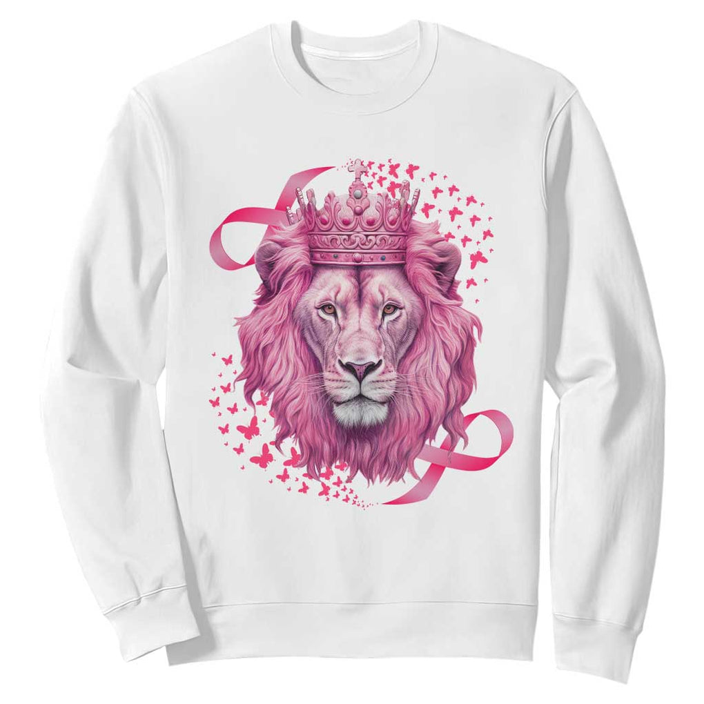 Breast Cancer Awareness Pink Lion Warrior Sweatshirt TS09 White Print Your Wear