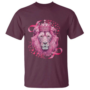 Breast Cancer Awareness Pink Lion Warrior T Shirt TS09 Maroon Print Your Wear