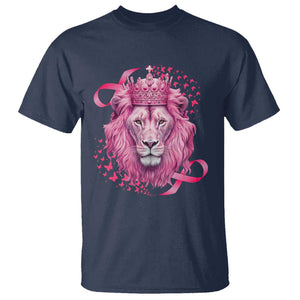 Breast Cancer Awareness Pink Lion Warrior T Shirt TS09 Navy Print Your Wear