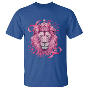 Breast Cancer Awareness Pink Lion Warrior T Shirt TS09 Royal Blue Print Your Wear