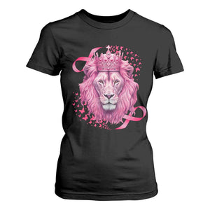 Breast Cancer Awareness Pink Lion Warrior T Shirt For Women TS09 Black Print Your Wear