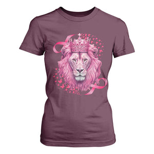 Breast Cancer Awareness Pink Lion Warrior T Shirt For Women TS09 Maroon Print Your Wear