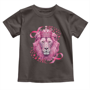 Breast Cancer Awareness Pink Lion Warrior Toddler T Shirt TS09 Dark Chocolate Print Your Wear