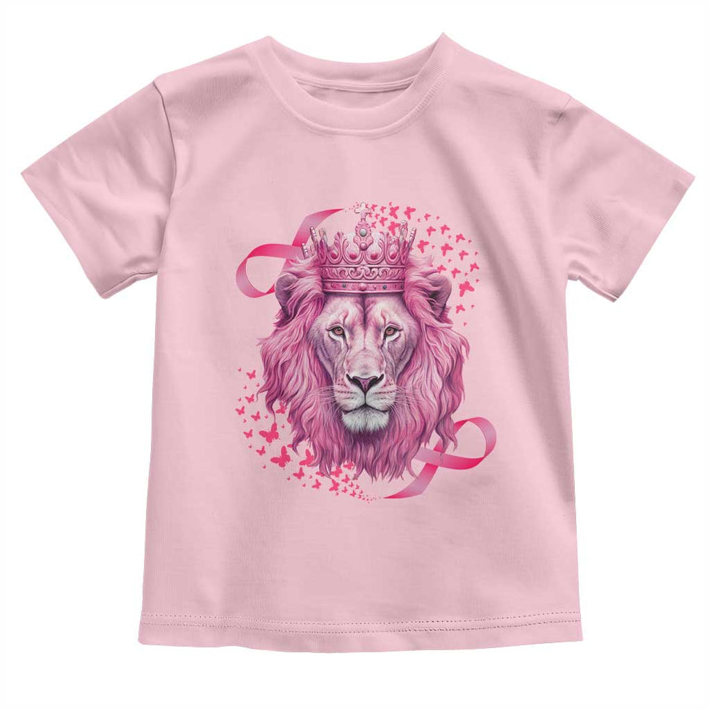 Breast Cancer Awareness Pink Lion Warrior Toddler T Shirt TS09 Light Pink Print Your Wear