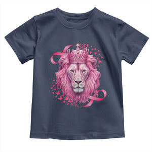 Breast Cancer Awareness Pink Lion Warrior Toddler T Shirt TS09 Navy Print Your Wear