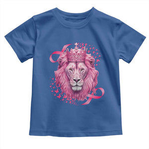 Breast Cancer Awareness Pink Lion Warrior Toddler T Shirt TS09 Royal Blue Print Your Wear