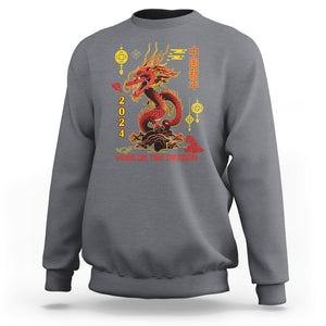 Lunar New Year Chinese Happy 2024 Year of the Dragon Sweatshirt TS09 Charcoal Printyourwear