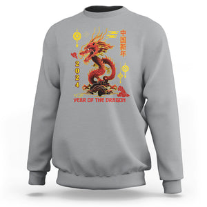 Lunar New Year Chinese Happy 2024 Year of the Dragon Sweatshirt TS09 Sport Gray Printyourwear