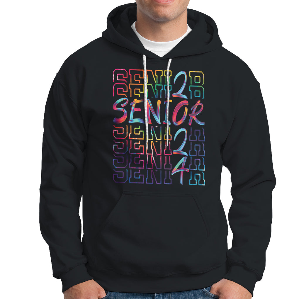 Graduation Hoodie Senior 2024 Tie Dye Congrats Graduate Class Of 24 TS09 Black Printyourwear