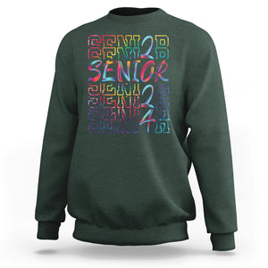 Graduation Sweatshirt Senior 2024 Tie Dye Congrats Graduate Class Of 24 TS09 Dark Forest Green Printyourwear