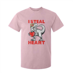 Valentine's Day T Shirt For Kid Dinosaur I Steal Hearts Kid Boy Men Lover TS09 Light Pink Print Your Wear