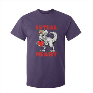 Valentine's Day T Shirt For Kid Dinosaur I Steal Hearts Kid Boy Men Lover TS09 Purple Print Your Wear