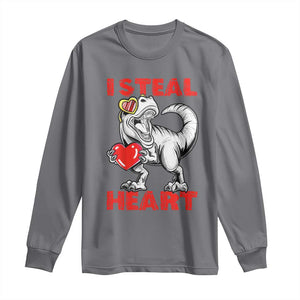 Valentine's Day Long Sleeve Shirt Dinosaur I Steal Hearts Kid Boy Men Lover TS09 Charcoal Print Your Wear