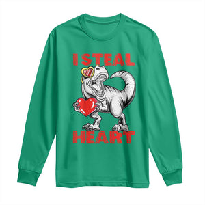 Valentine's Day Long Sleeve Shirt Dinosaur I Steal Hearts Kid Boy Men Lover TS09 Irish Green Print Your Wear