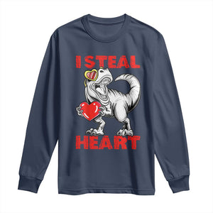 Valentine's Day Long Sleeve Shirt Dinosaur I Steal Hearts Kid Boy Men Lover TS09 Navy Print Your Wear