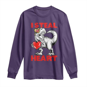 Valentine's Day Long Sleeve Shirt Dinosaur I Steal Hearts Kid Boy Men Lover TS09 Purple Print Your Wear