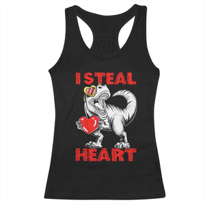 Valentine's Day Racerback Tank Top Dinosaur I Steal Hearts Kid Boy Men Lover TS09 Black Print Your Wear