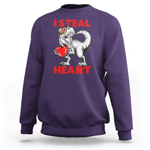 Valentine's Day Sweatshirt Dinosaur I Steal Hearts Kid Boy Men Lover TS09 Purple Printyourwear