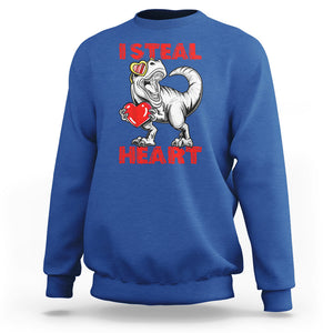 Valentine's Day Sweatshirt Dinosaur I Steal Hearts Kid Boy Men Lover TS09 Royal Blue Printyourwear