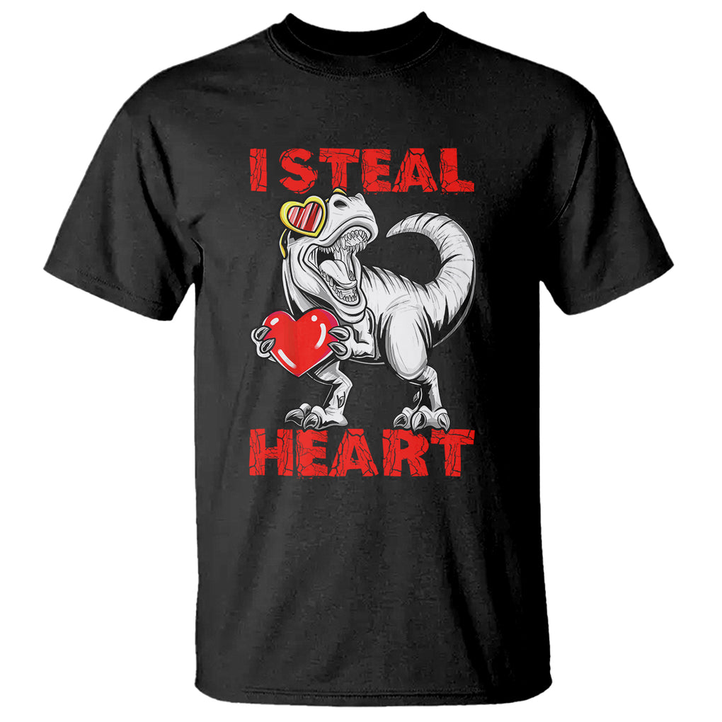 Valentine's Day T Shirt Dinosaur I Steal Hearts Kid Boy Men Lover TS09 Black Printyourwear