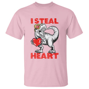 Valentine's Day T Shirt Dinosaur I Steal Hearts Kid Boy Men Lover TS09 Light Pink Printyourwear