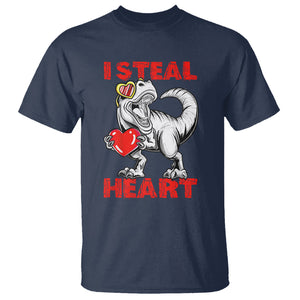 Valentine's Day T Shirt Dinosaur I Steal Hearts Kid Boy Men Lover TS09 Navy Printyourwear