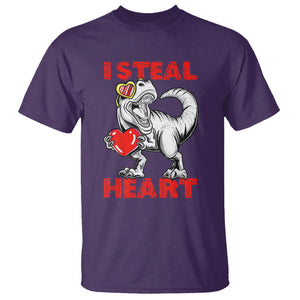 Valentine's Day T Shirt Dinosaur I Steal Hearts Kid Boy Men Lover TS09 Purple Printyourwear