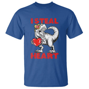 Valentine's Day T Shirt Dinosaur I Steal Hearts Kid Boy Men Lover TS09 Royal Blue Printyourwear