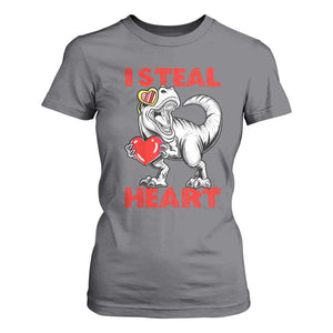 Valentine's Day T Shirt For Women Dinosaur I Steal Hearts Kid Boy Men Lover TS09 Charcoal Print Your Wear