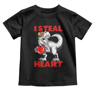 Valentine's Day Toddler T Shirt Dinosaur I Steal Hearts Kid Boy Men Lover TS09 Black Print Your Wear