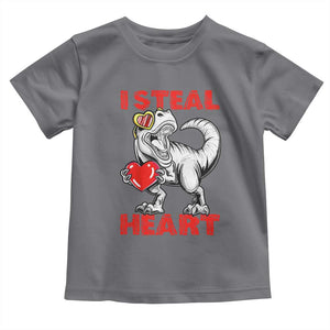 Valentine's Day Toddler T Shirt Dinosaur I Steal Hearts Kid Boy Men Lover TS09 Charcoal Print Your Wear