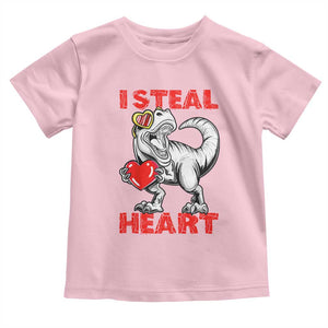 Valentine's Day Toddler T Shirt Dinosaur I Steal Hearts Kid Boy Men Lover TS09 Light Pink Print Your Wear