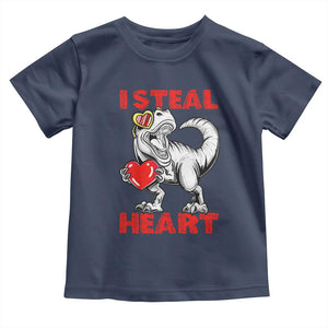 Valentine's Day Toddler T Shirt Dinosaur I Steal Hearts Kid Boy Men Lover TS09 Navy Print Your Wear