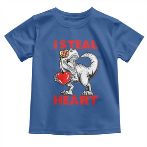 Valentine's Day Toddler T Shirt Dinosaur I Steal Hearts Kid Boy Men Lover TS09 Royal Blue Print Your Wear