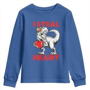 Valentine's Day Youth Sweatshirt Dinosaur I Steal Hearts Kid Boy Men Lover TS09 Royal Blue Print Your Wear