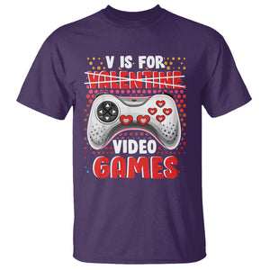 Valentine's Day T Shirt V Is For Video Games Funny Gamer Anti Romantic TS09 Purple Printyourwear