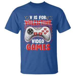 Valentine's Day T Shirt V Is For Video Games Funny Gamer Anti Romantic TS09 Royal Blue Printyourwear