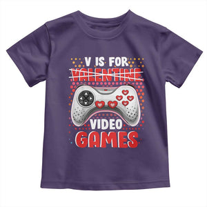 Valentine's Day Toddler T Shirt V Is For Video Games Funny Gamer Anti Romantic TS09 Purple Print Your Wear