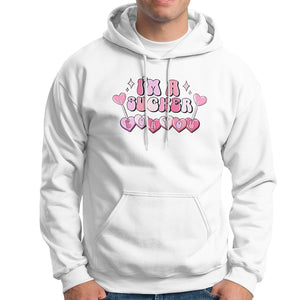 Valentine's Day Hoodie I'm A Sucker For You Heart Candy Lollipop TS09 White Printyourwear