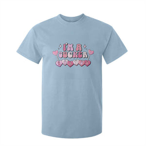 Valentine's Day T Shirt For Kid I'm A Sucker For You Heart Candy Lollipop TS09 Light Blue Print Your Wear