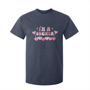 Valentine's Day T Shirt For Kid I'm A Sucker For You Heart Candy Lollipop TS09 Navy Print Your Wear