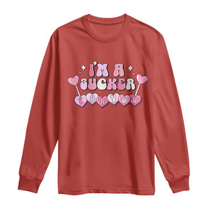 Valentine's Day Long Sleeve Shirt I'm A Sucker For You Heart Candy Lollipop TS09 Red Print Your Wear