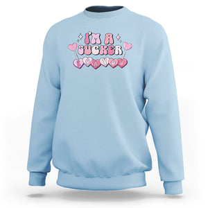 Valentine's Day Sweatshirt I'm A Sucker For You Heart Candy Lollipop TS09 Light Blue Printyourwear